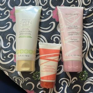 Mary Kay Satin body lotion, hand lotion, and body gel.